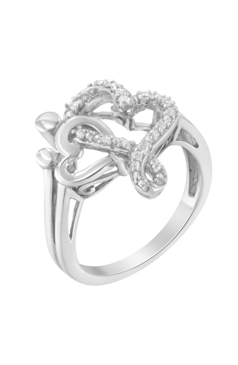 Haus of Brilliance .925 Sterling Silver 1/10 Cttw Diamond Heart and Music Note Ring, Alternate, color, Silver