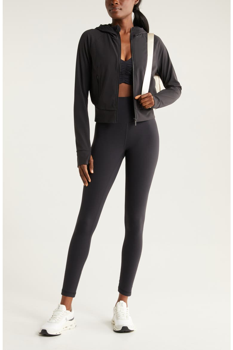 Studio Luxe Zip Hoodie, Alternate, color, BLACK