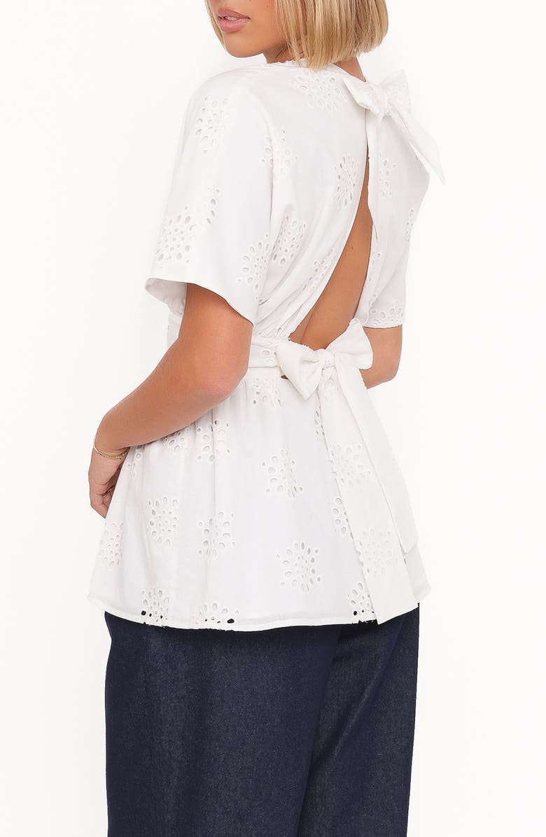 Petal & Pup Carmel Tie Back Cotton Broderie Anglaise Tunic, Alternate, color, White Embroidery