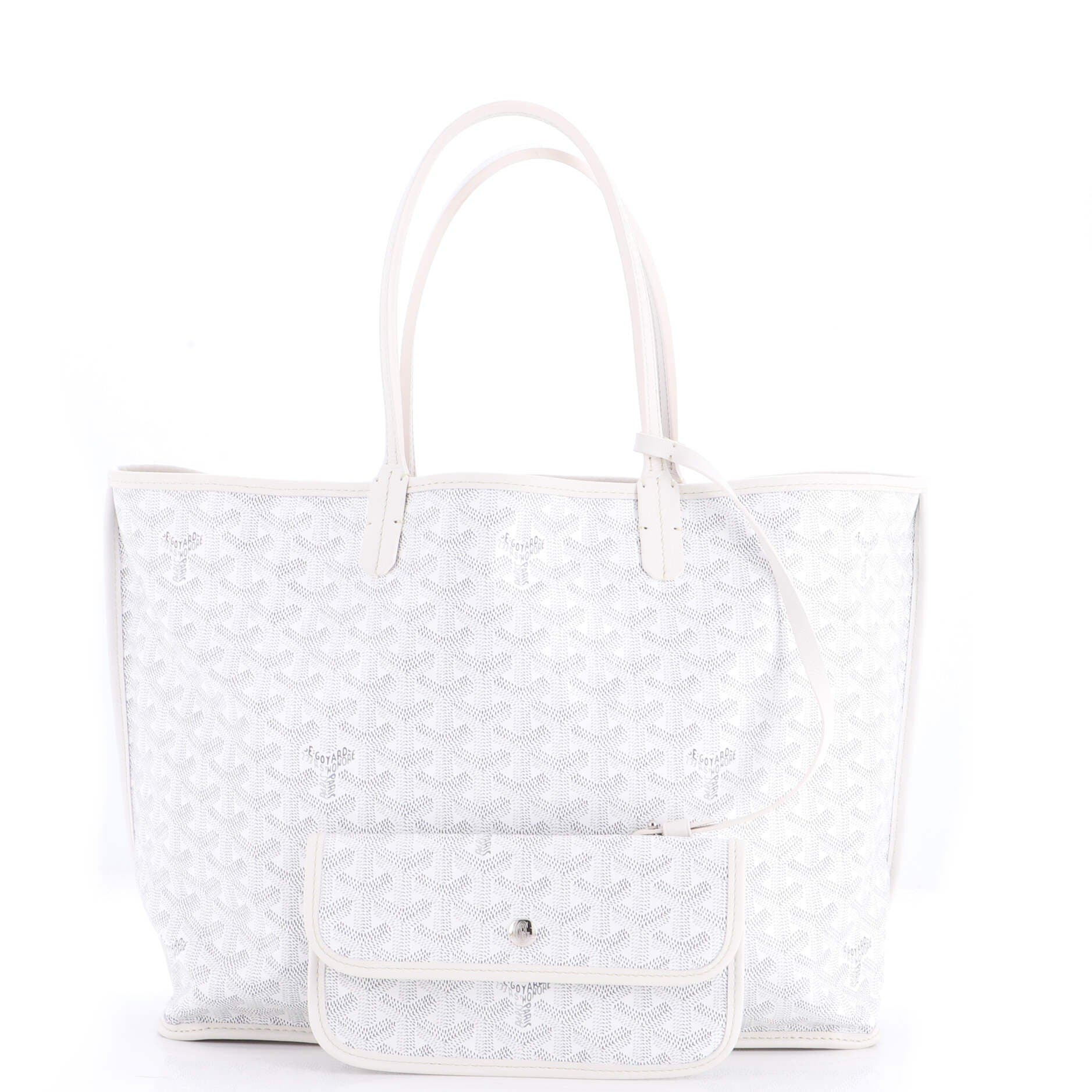 Pre-Owned Goyard Anjou Reversible Tote Coated Canvas PM, Alternate, color, White