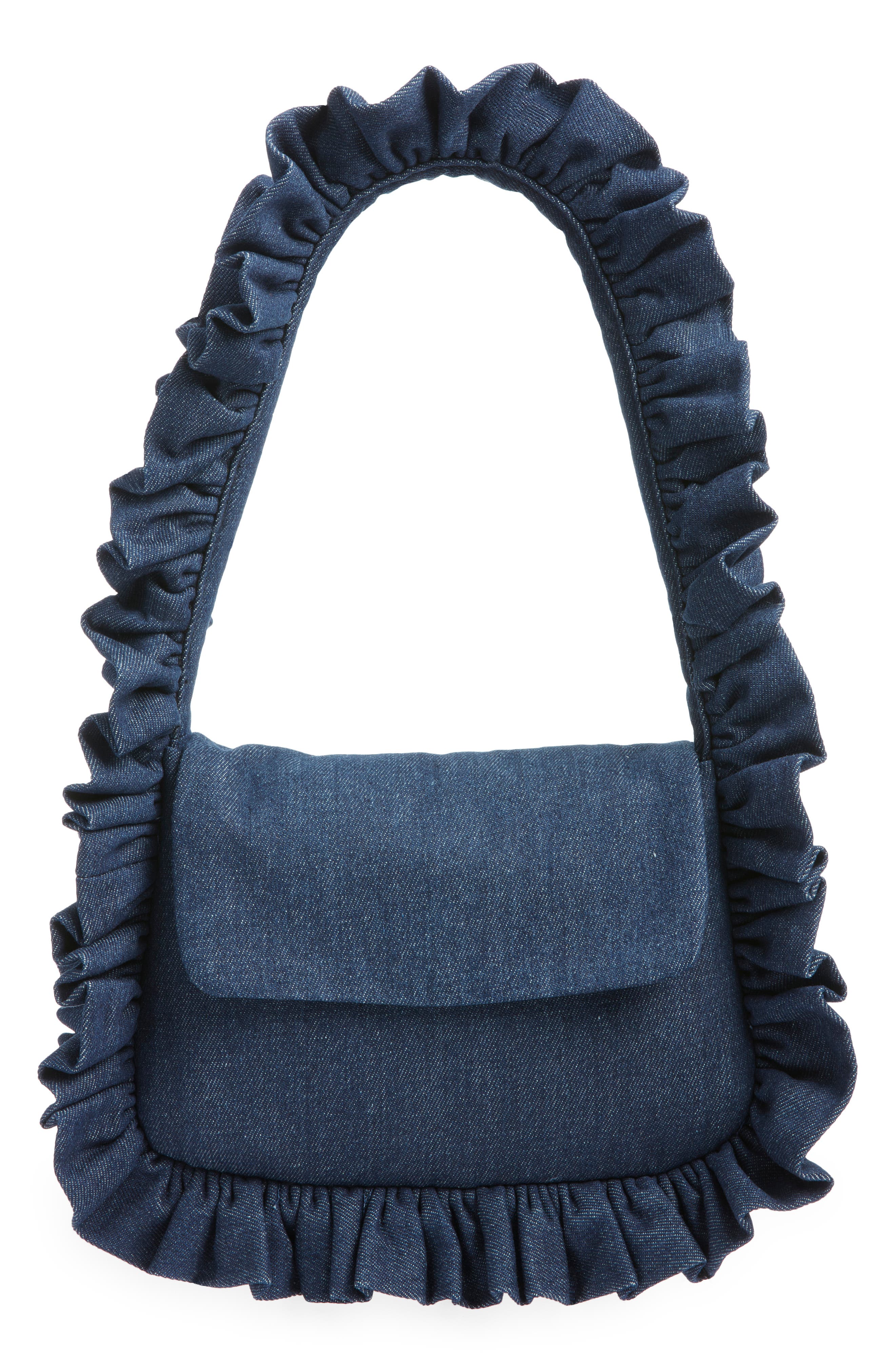 Baggy London Baguette Flap Denim Shoulder Bag, Main, color, Denim