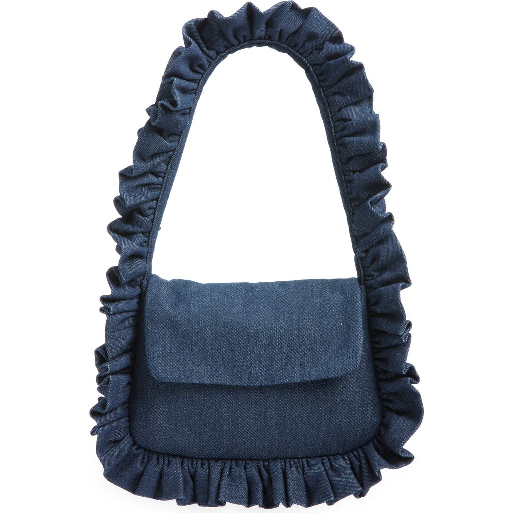 Baggy London Baguette Flap Denim Shoulder Bag In Blue