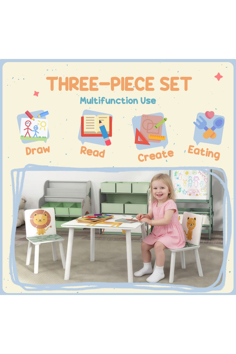 3-Piece Kids Table & Chairs Set, Bedroom/Nursery/Playroom, Alternate, color, Green