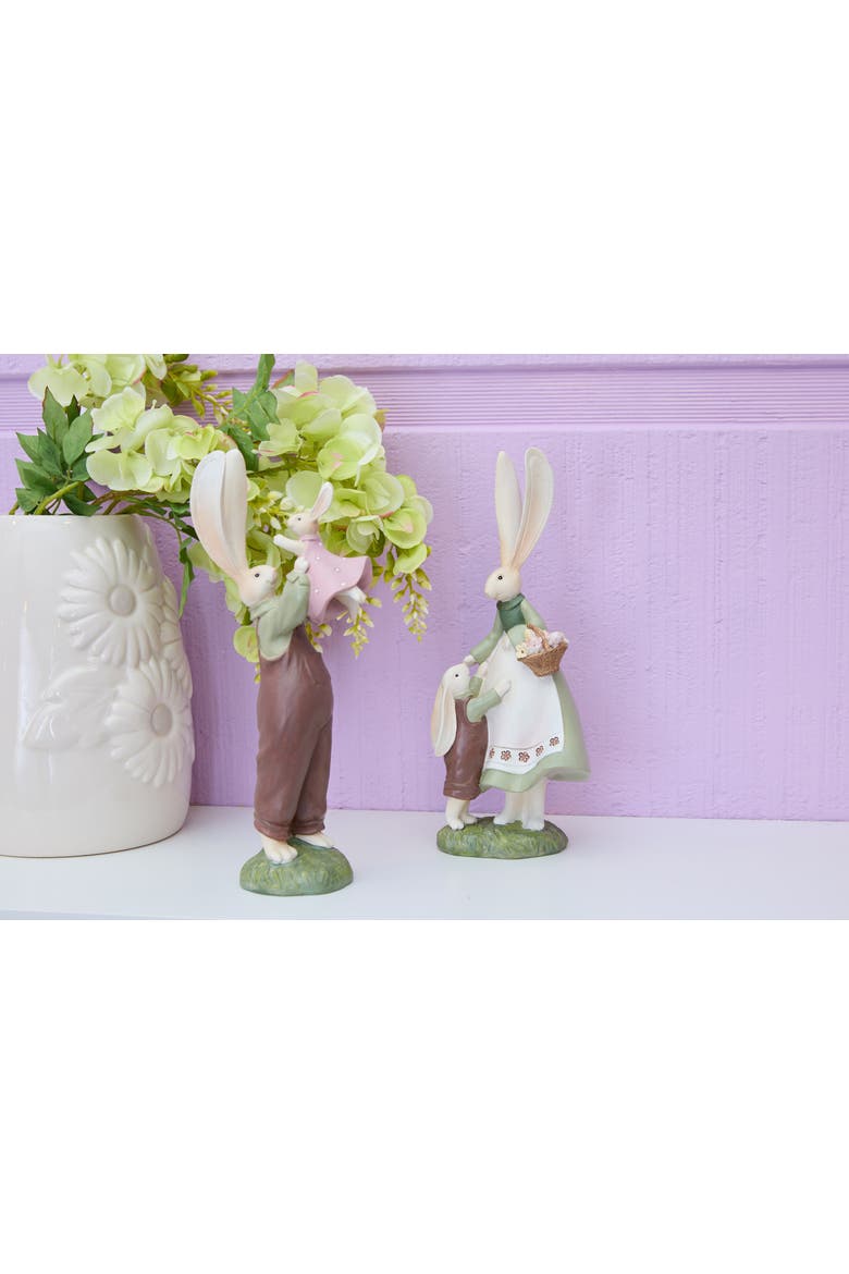 Mom And Dad With Family Bunny Figurine A/2, Alternate, color, Brown