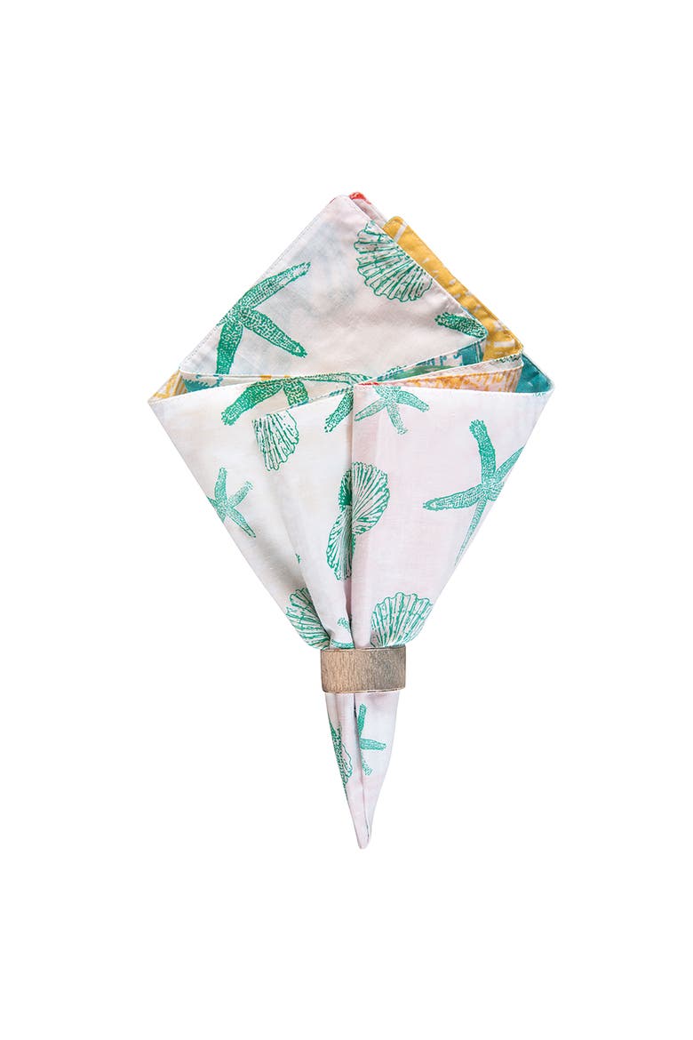 Captiva Island Cotton Reversible Napkin Set of 6, Main, color, Blue