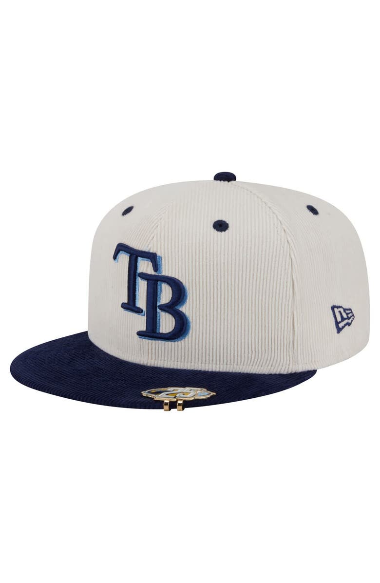 New Era Men's New Era Cream/Navy Tampa Bay Rays Two-Tone Corduroy 59FIFTY Fitted Hat, Alternate, color, Cream