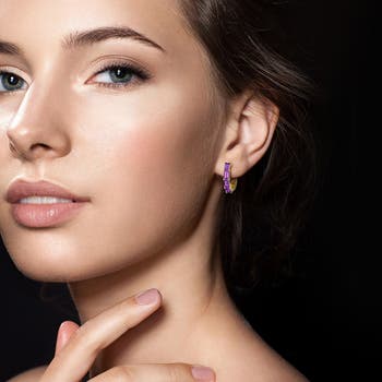 Semiprecious Stone Hoop Earrings