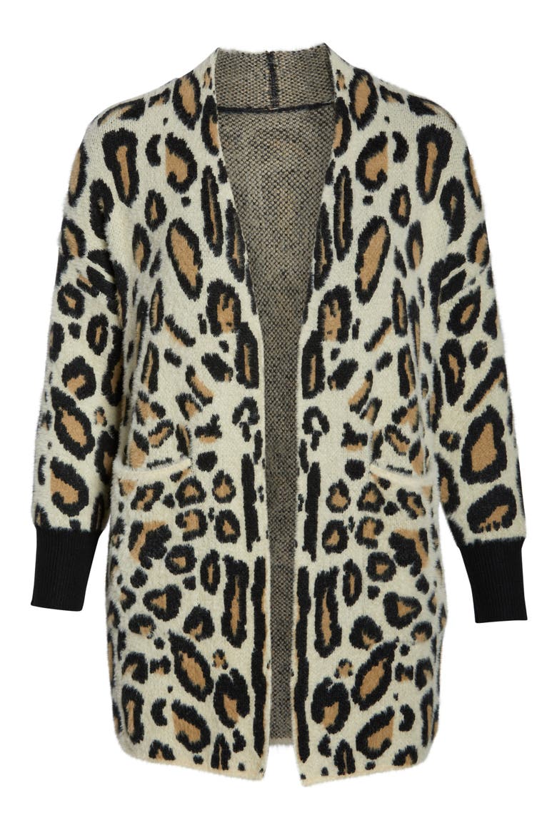 Cheetah Print Long Cardigan, Alternate, color, WOOD ASH