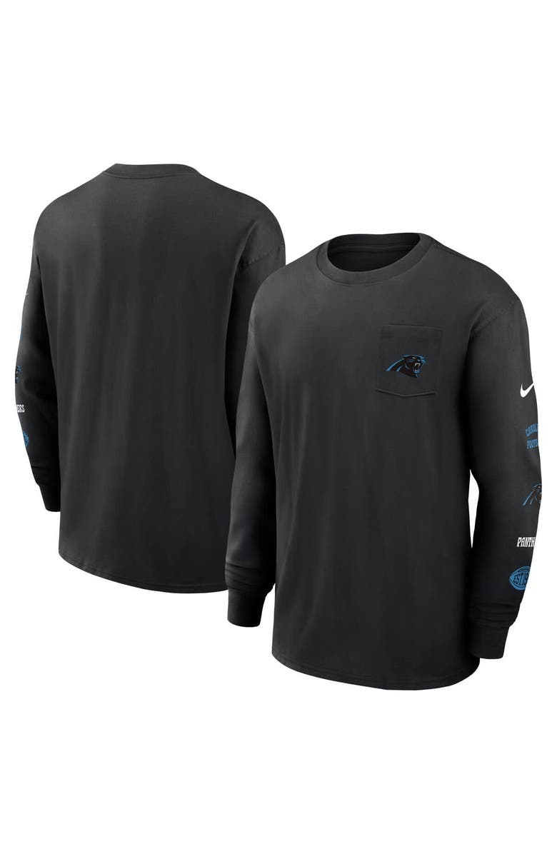 Nike Men's Nike Black Carolina Panthers Rewind Heavy Max90 Pocket Long Sleeve T-Shirt, Main, color, Black