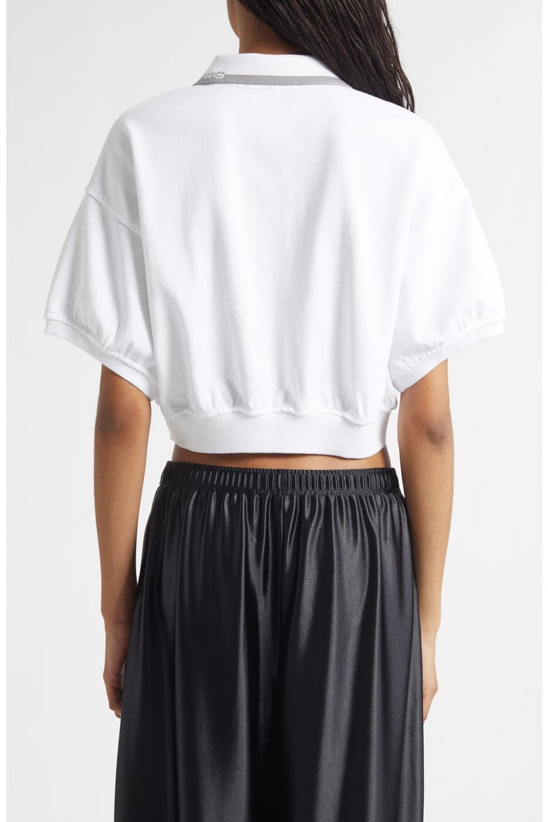 Cinched Crop Cotton Polo, Alternate, color, WHITE
