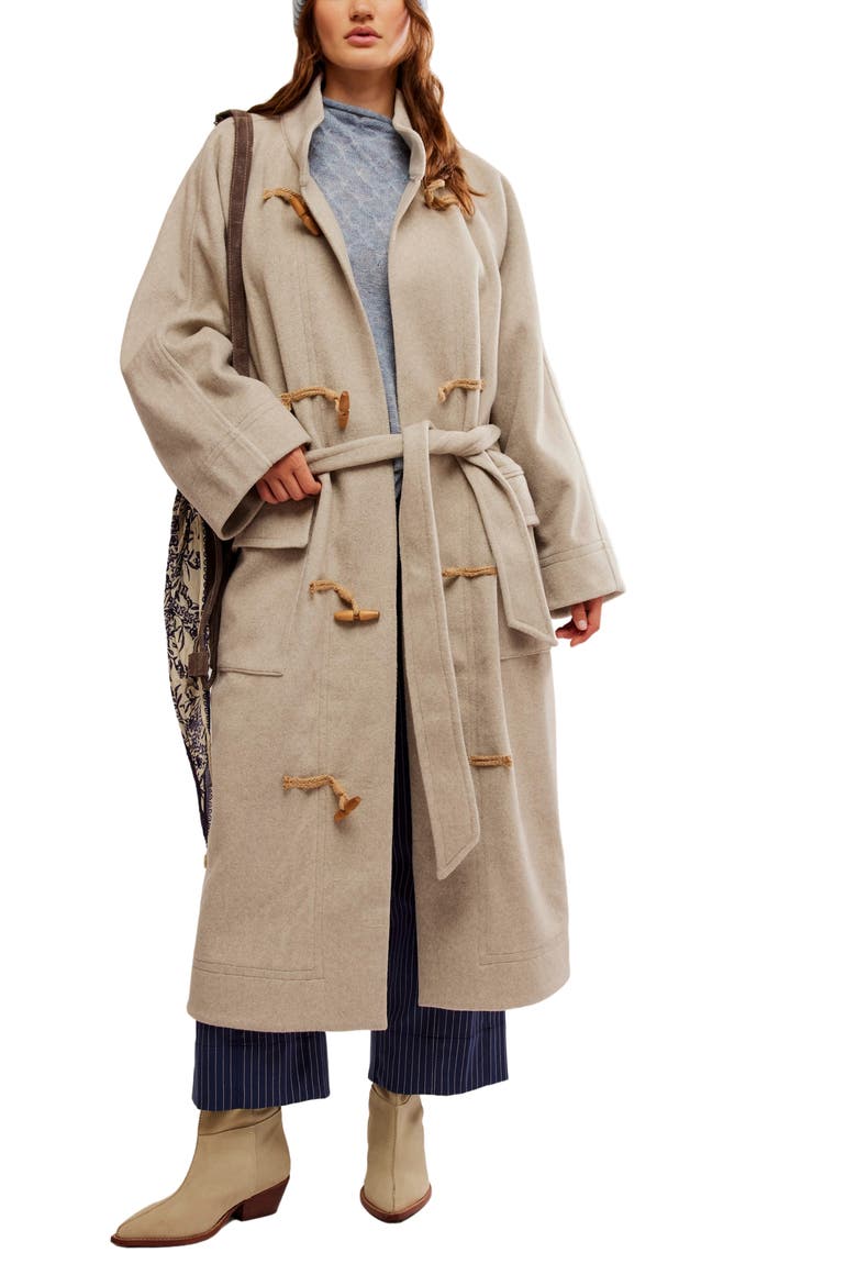 Alma Long Duffle Coat, Main, color, HEATHERED COFFEE