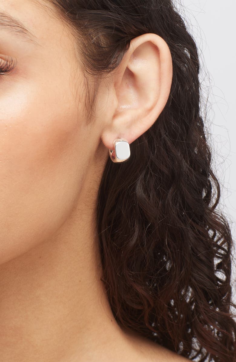 Jenny Bird Mila Huggie Hoop Earrings, Alternate, color, High Polish Silver