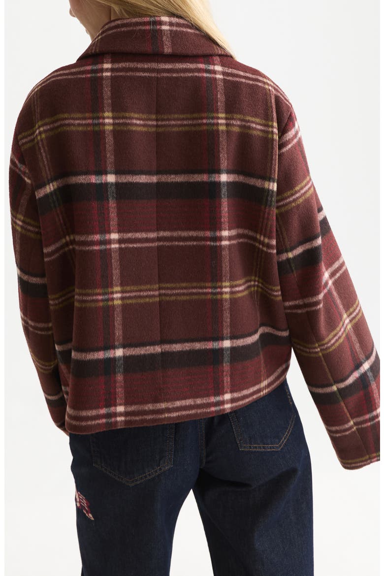 Checked Wool Blend Short Jacket, Alternate, color, BITTER CHOCOLATE