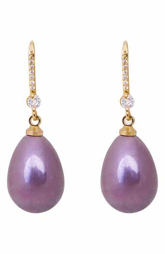 Faux Pearl Crystal Dangle Earrings