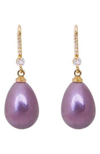 Saachi Faux Pearl Crystal Dangle Earrings In Purple