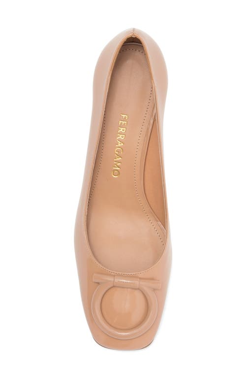 Ferragamo Leather Mara 40 Pumps With Block Heel In Nude