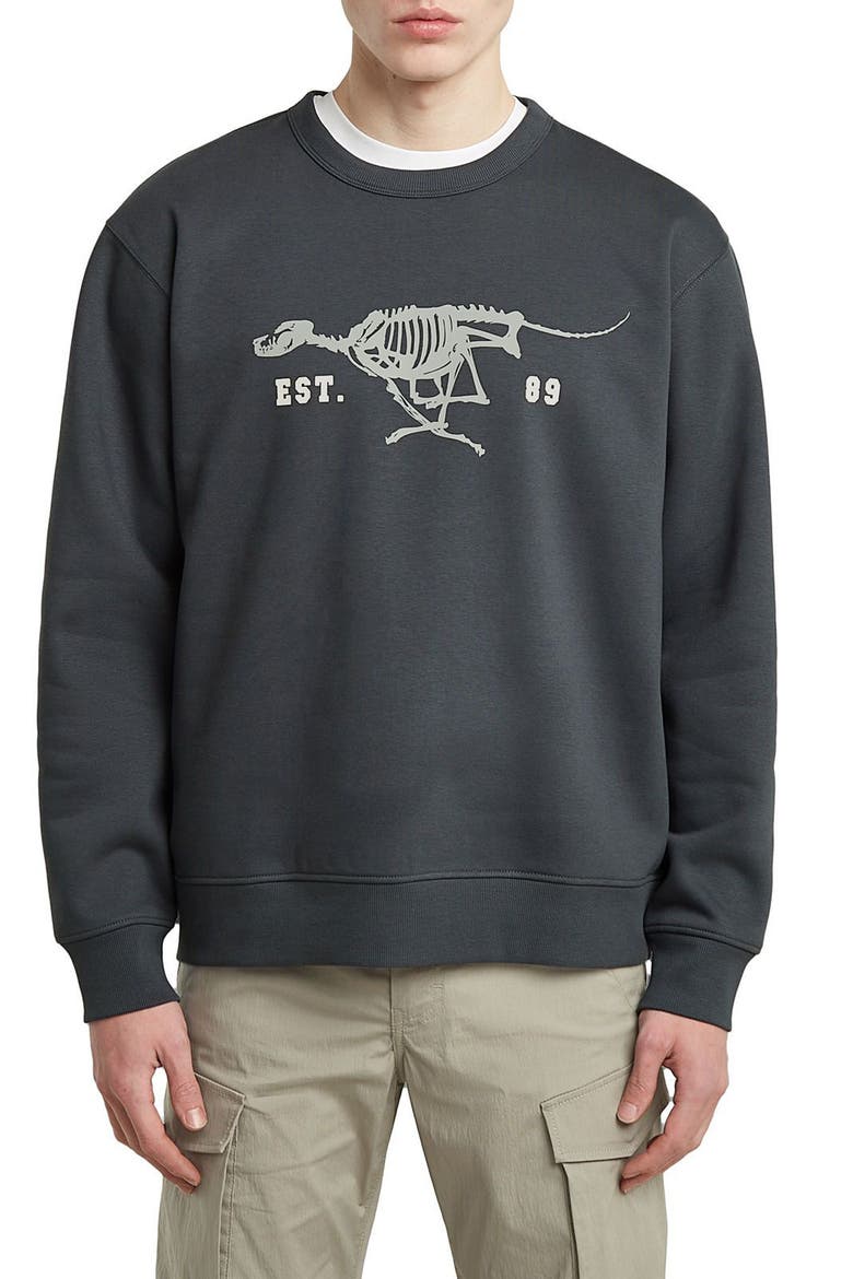 Running Dog Crewneck Sweatshirt, Main, color, INDIA INK