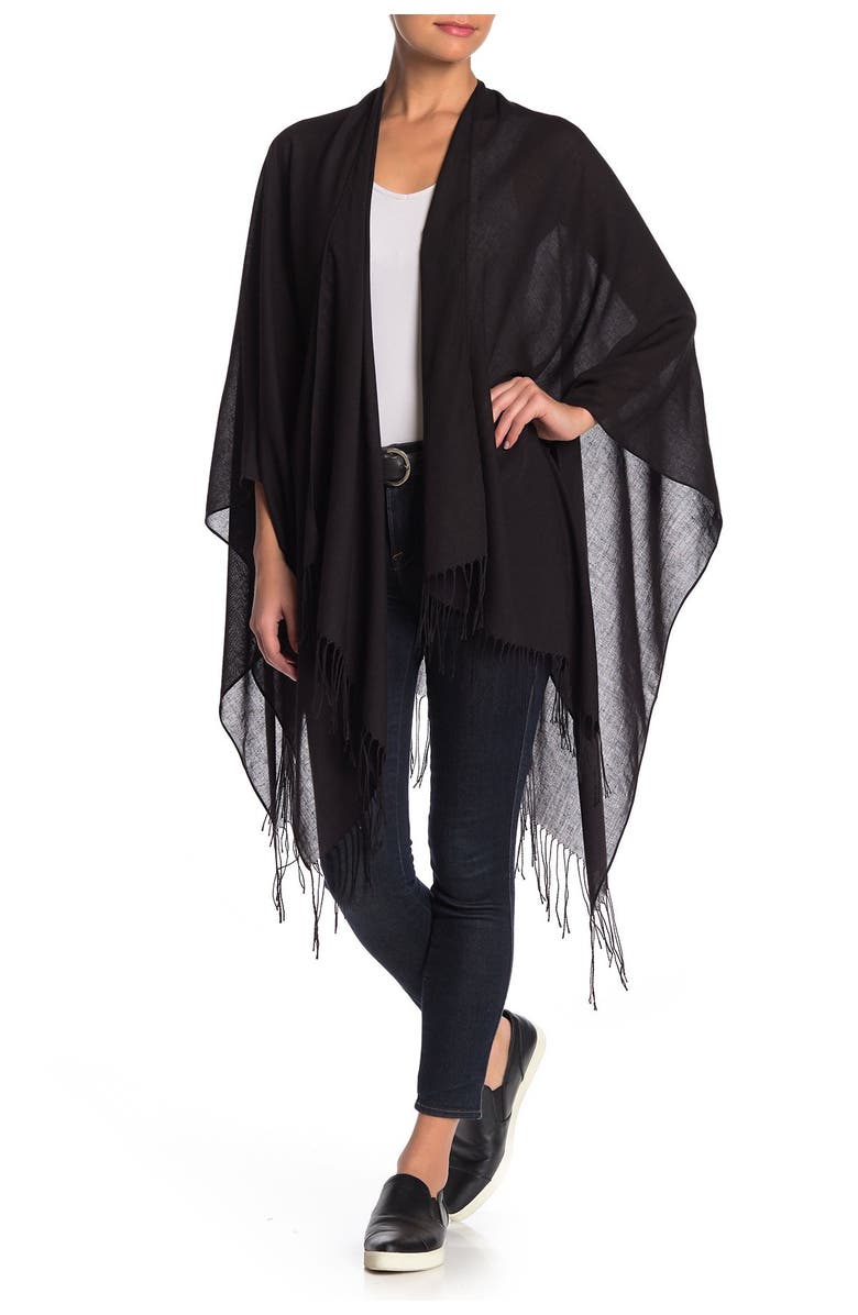 JUST JAMIE Solid Fringe Trim Ruana, Main, color, 
