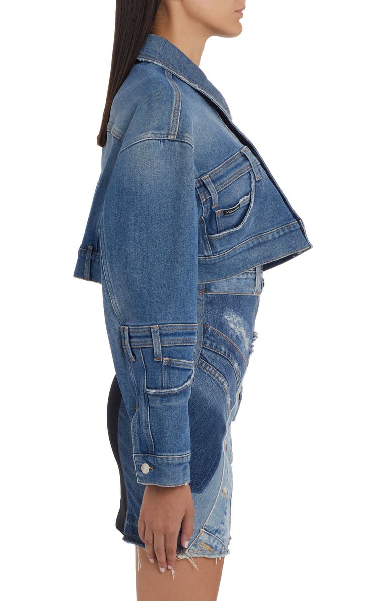 Dolce&Gabbana Crop Stretch Denim Jacket, Alternate, color,