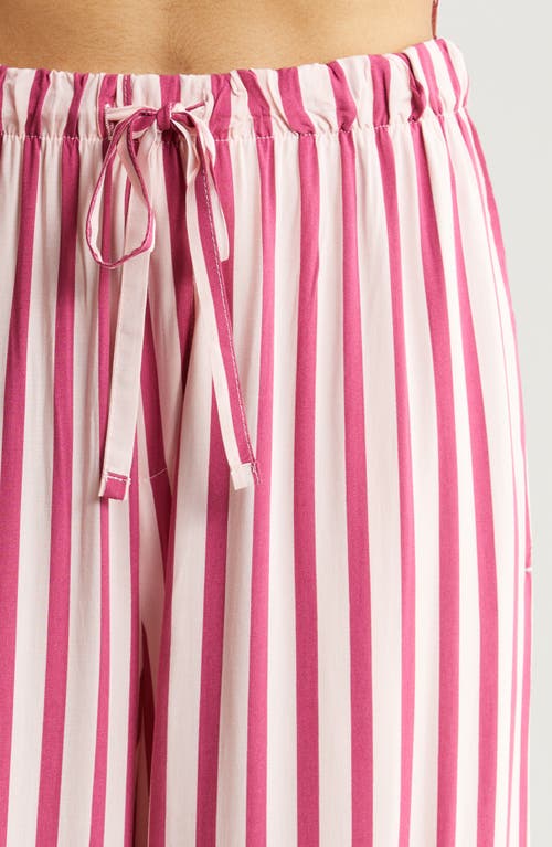 Papinelle Stripe Wide Leg Pajamas In Mulberry/pink Stripe