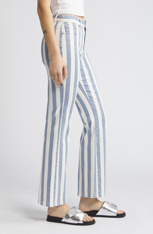 Frame Le Easy Mid Rise Flare Jeans In Clear Blue Stripe