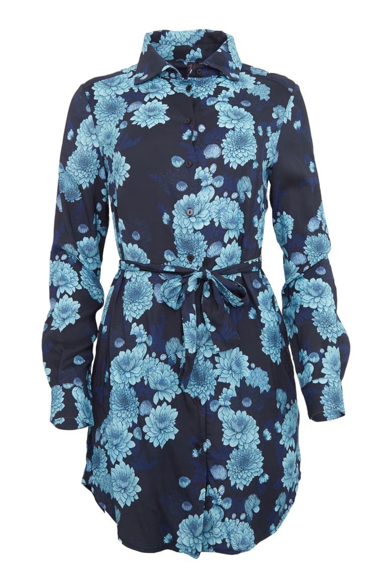 Dorethy Stretch Viscose Shirt Dress, Main, color, Serious Floral Navy