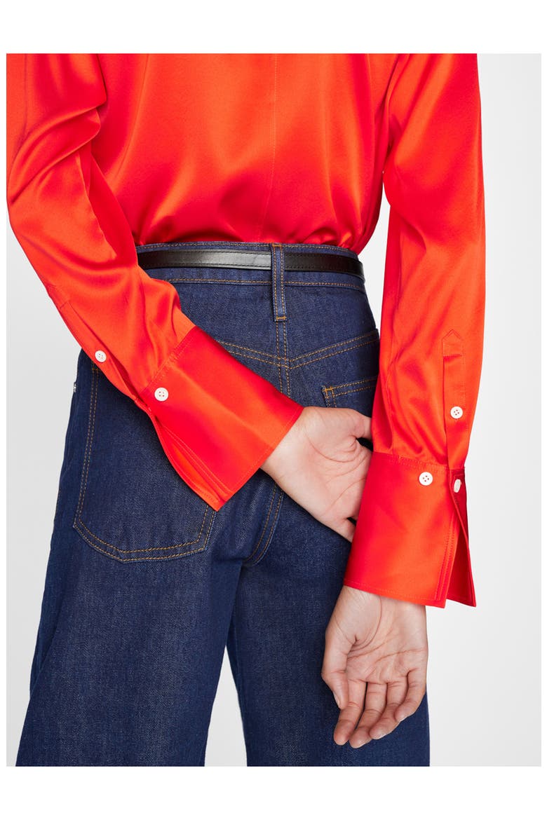 The Standard Women's Stretch Silk Button-Up Shirt, Alternate, color, BRIGHT RED
