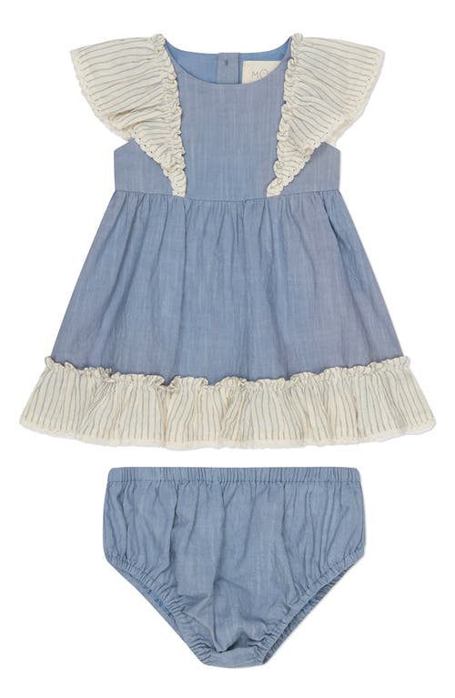 Mori Ruffle Organic Cotton Gauze Dress & Bloomers In Blue