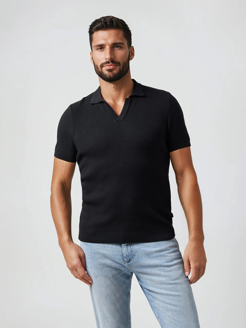 Pique Knit Johnny Collar Polo