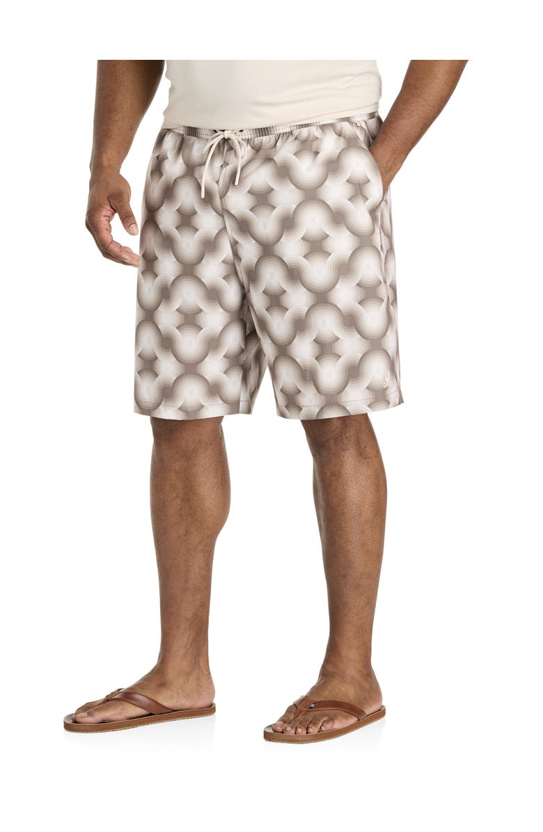 Psycho Bunny Big & Tall Baros Printed Swim Trunks, Main, color, Natural Linen