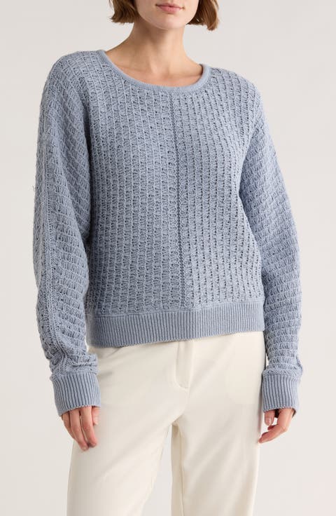 Textured Dolman Sleeve Cotton Sweater