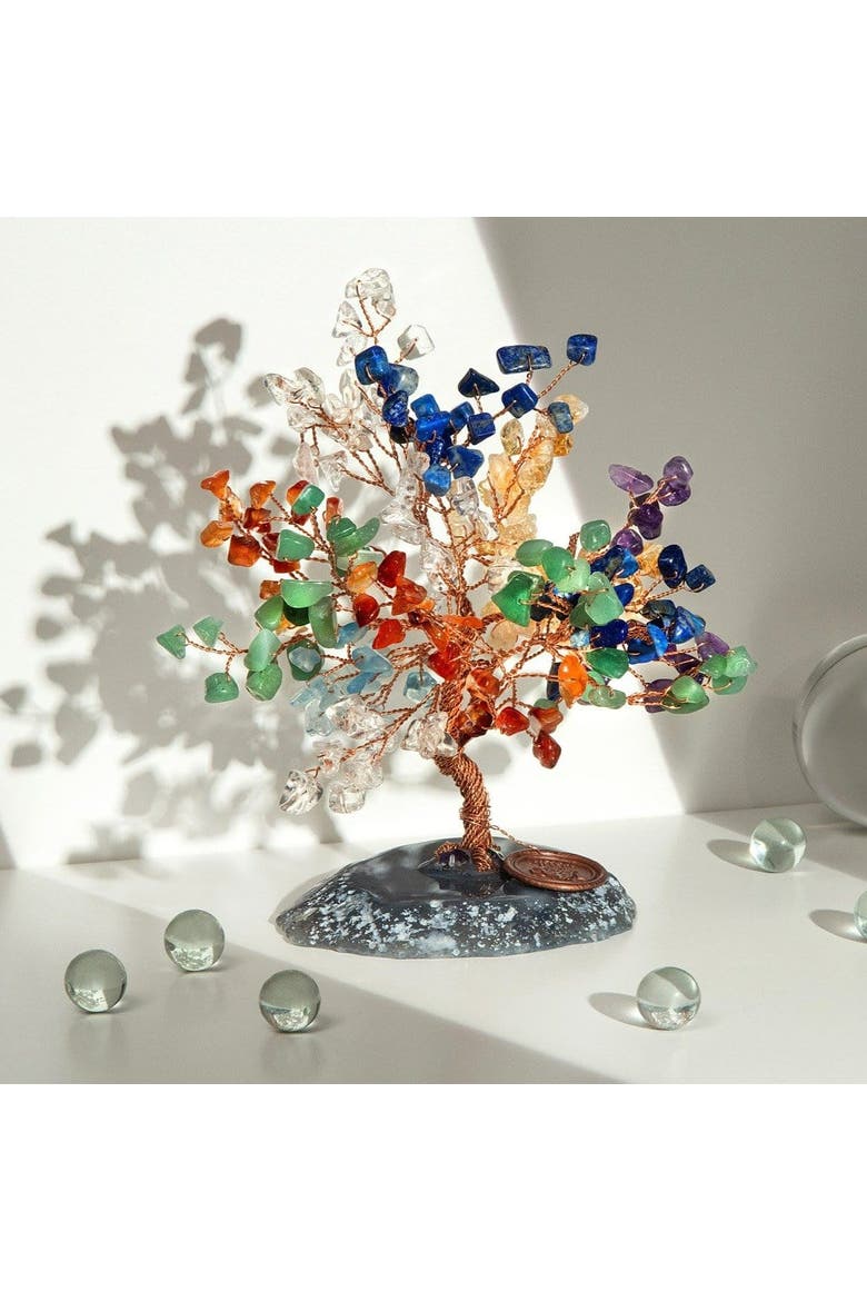 Chakra Feng Shui Multistone Tree of Life Strength & Growth, Alternate, color, Copper/multicolor