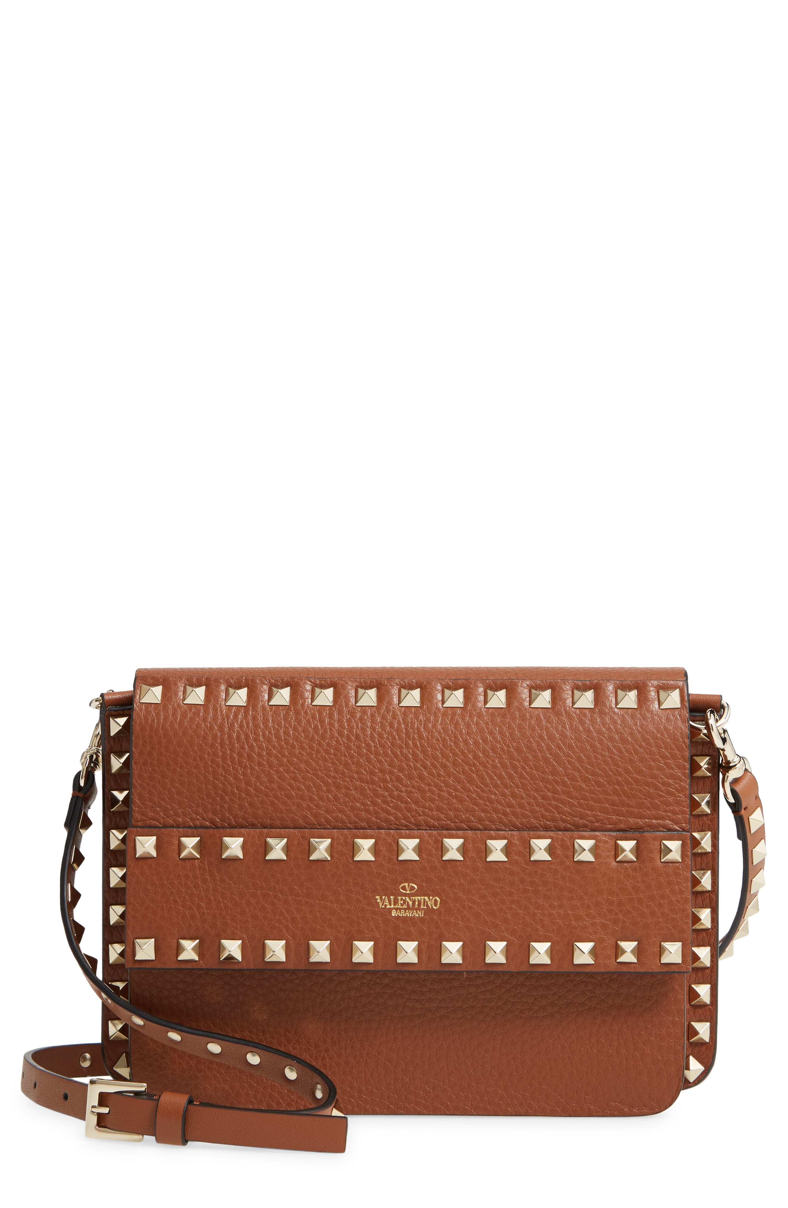 Valentino Garavani Small Rockstud Leather Shoulder Bag, Main, color, 