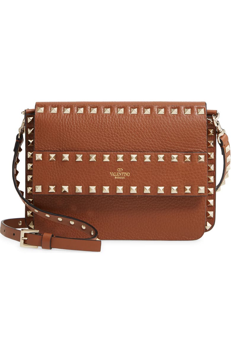 Valentino Garavani Small Rockstud Leather Shoulder Bag, Main, color,