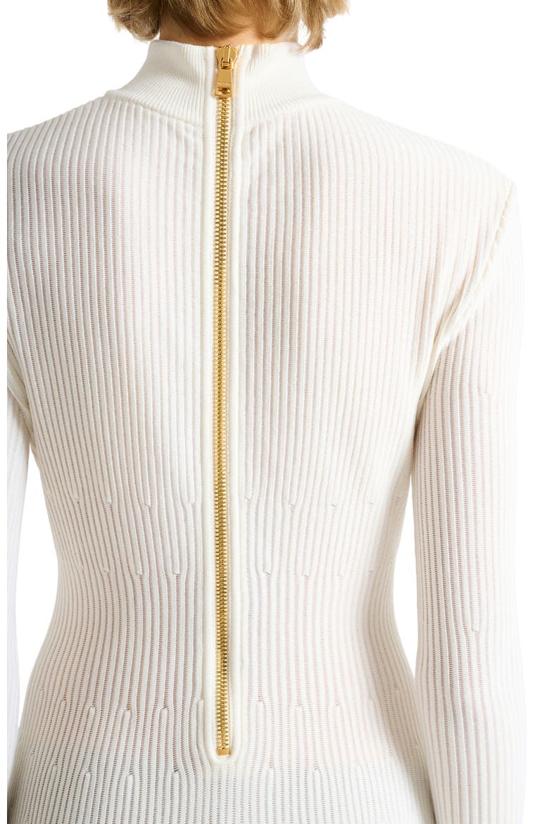 Long ribbed knit dress, Alternate, color, white