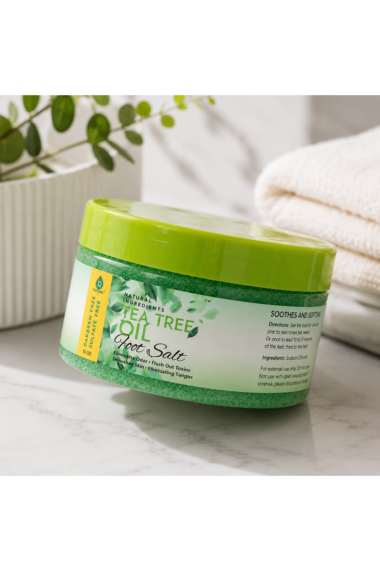 Tea Tree Oil Foot Salt 10 Oz, Alternate, color, Green