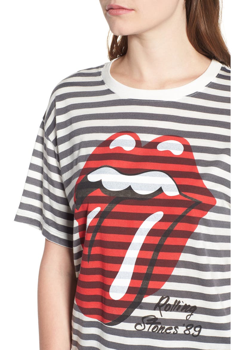 by Daydreamer Rolling Stones Stripe Boyfriend Tee, Alternate, color, WHITE STRIPE