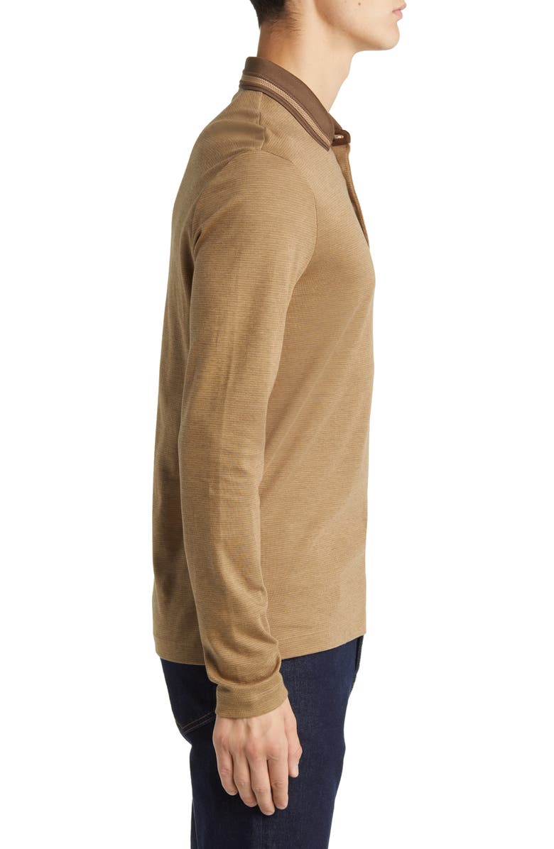 BOSS Pleins Tipped Long Sleeve Polo, Alternate, color, Open Grn