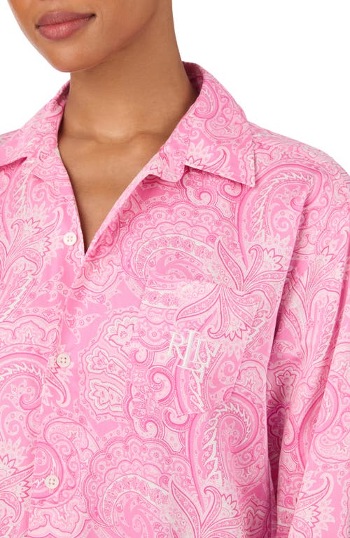 Ralph Lauren Lauren Print Cotton Blend Sleepshirt In Pink