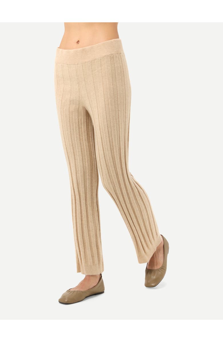 GOBI Mongolian Cashmere Textured Knit Cashmere Pants, Alternate, color, Beige