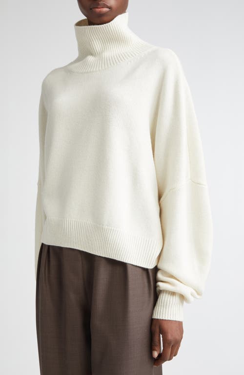 Loulou De Saison Luke Stand Collar Wool & Cashmere Sweater In White