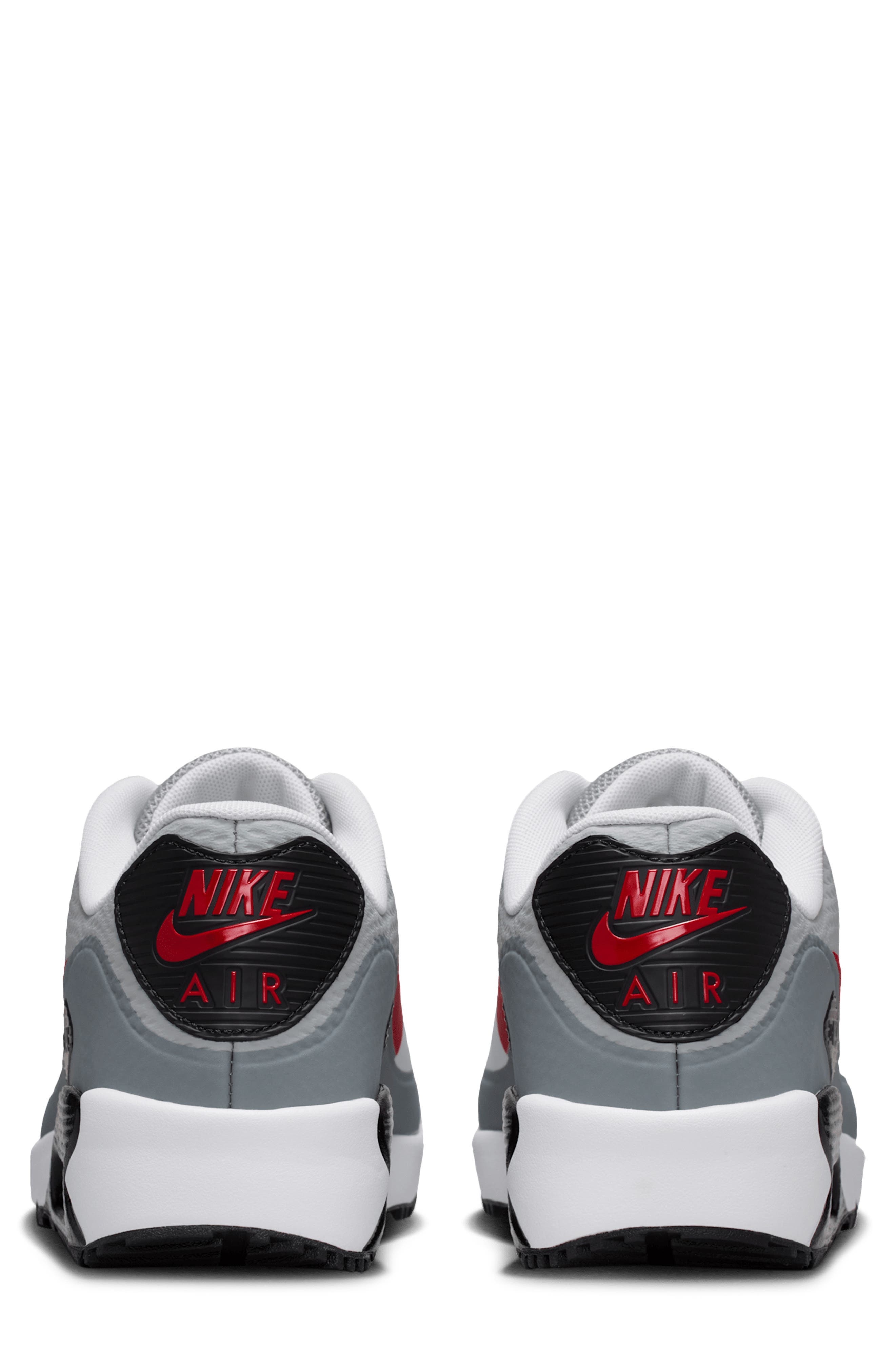 Air Max 90 Sneaker, Alternate, color, WHITE/ LIGHT GREY/ RED
