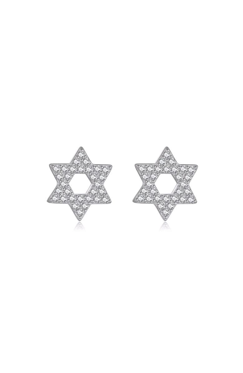 Outofoffice Pave Star Of David Silver Stud Earrings, Main, color, Silver