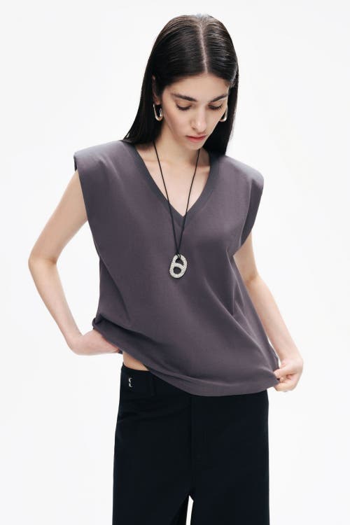 Shop Nocturne V-neck Padded T-shirt In Anthracite