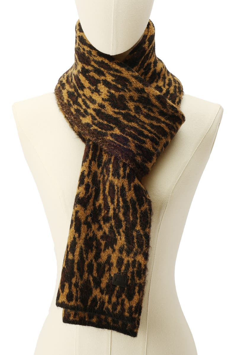 AllSaints Leopard Brushed Jacquard Knit Scarf, Alternate, color, 