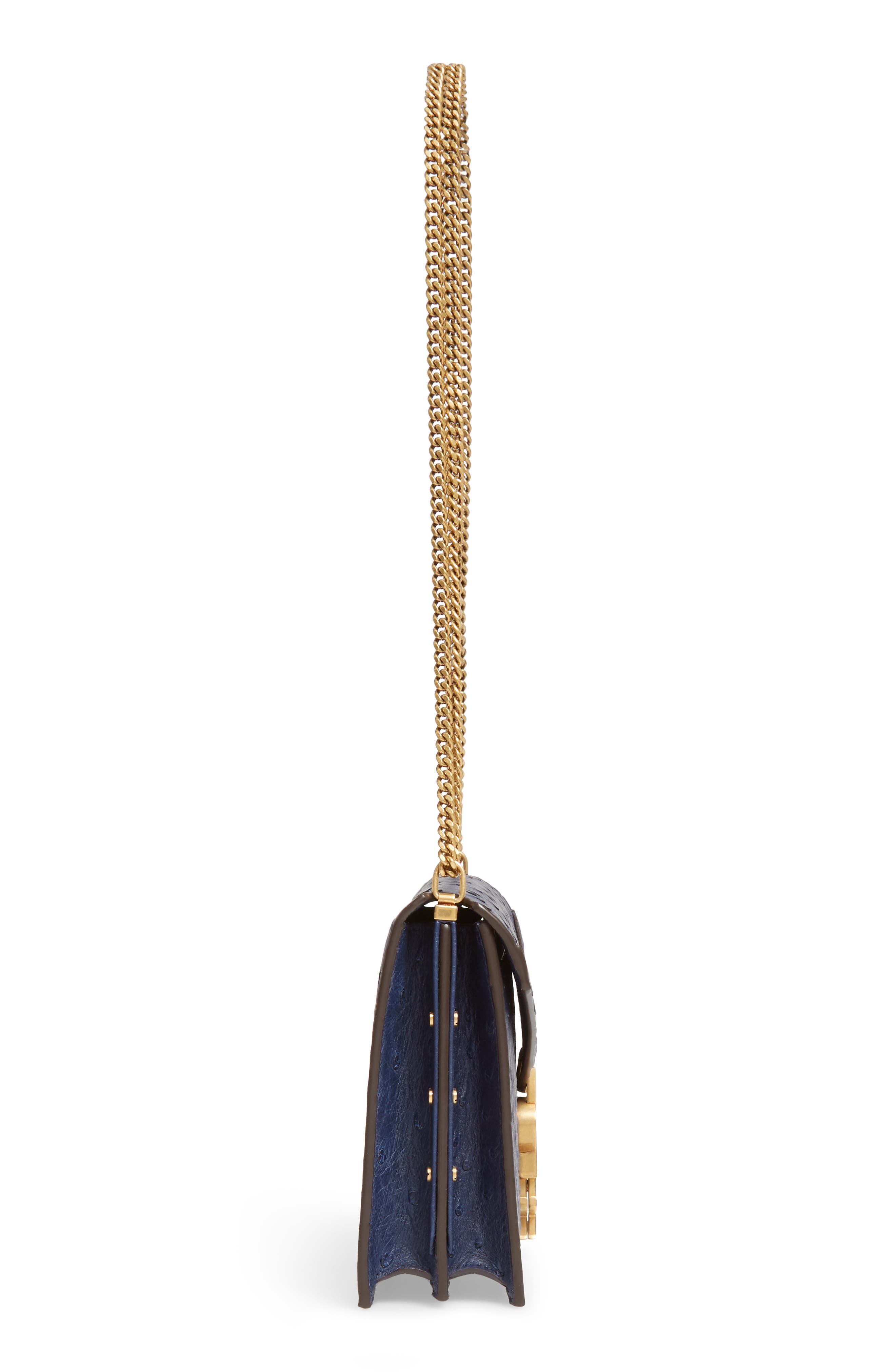 Saint Laurent Medium Cassandra Ostrich Leather Shoulder Bag, Alternate, color, 