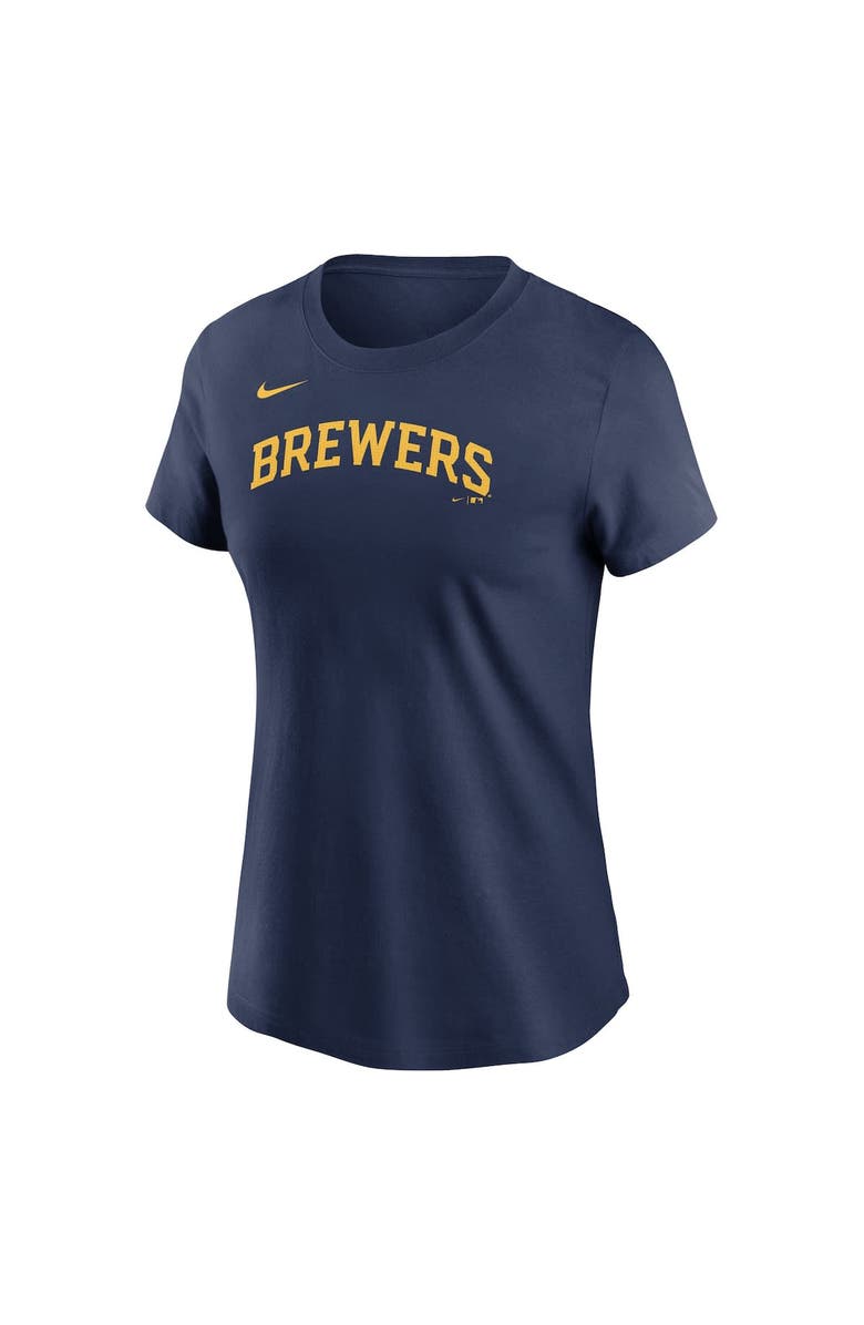 Nike Women's Nike  Navy Milwaukee Brewers Fuse Wordmark T-Shirt, Alternate, color, Navy