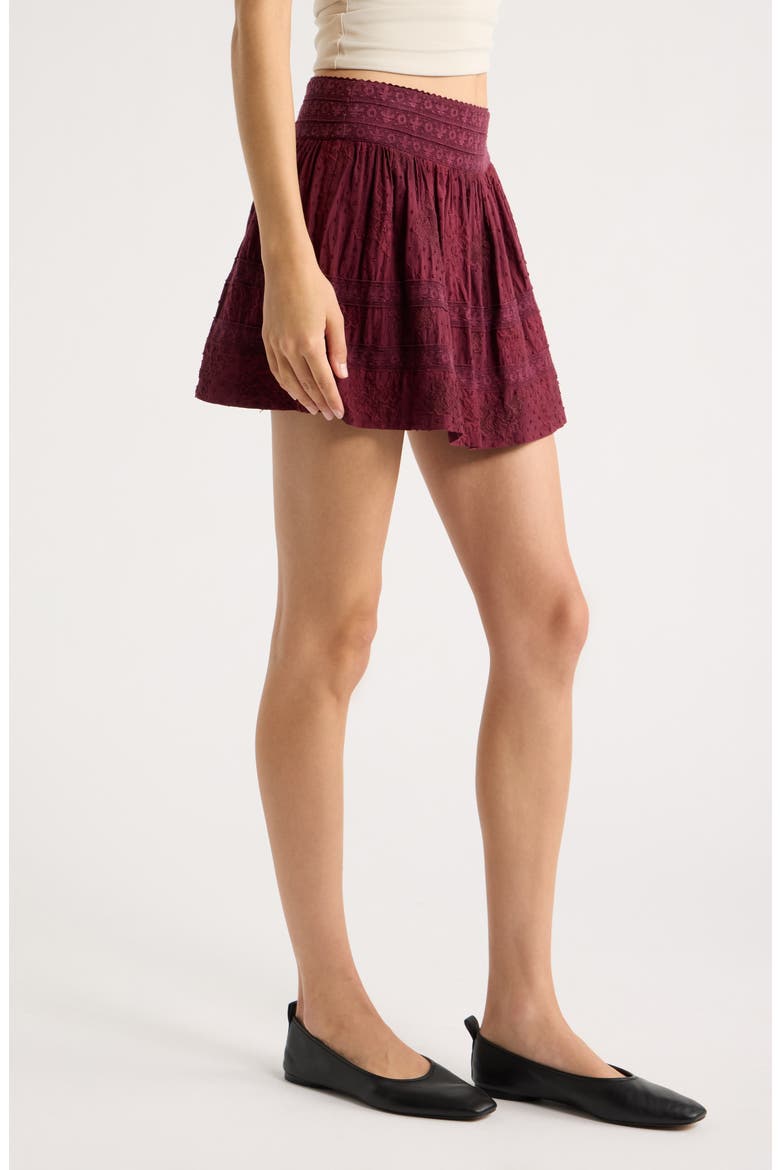 Anwen Embroidered Miniskirt, Alternate, color, FADED MERLOT