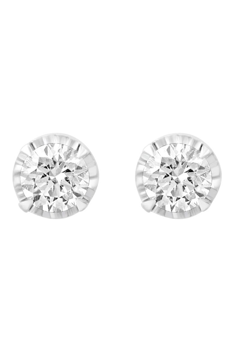 14K White Gold Round Lab Grown Diamond Stud Earrings, Alternate, color, SILVER