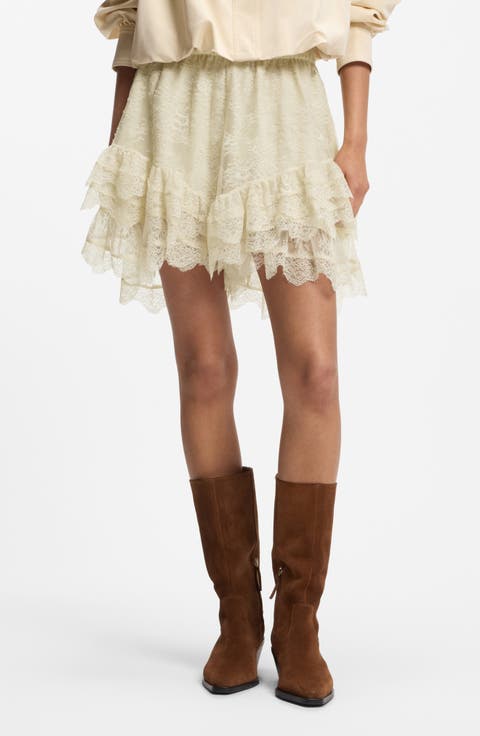 Floral Lace Tiered Shorts